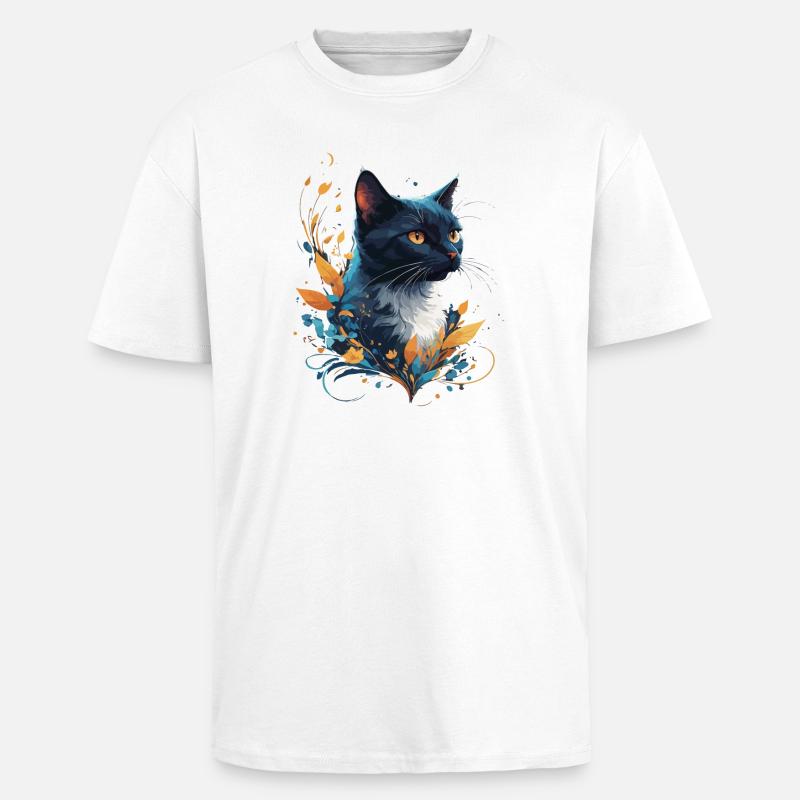 Bunte Katze - Oversized Heavyweight Unisex T-Shirt - Weiß