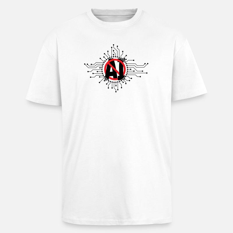 Stop, don't use artificial intelligence, AI. - Unisex Oversized Heavyweight T-shirt - white