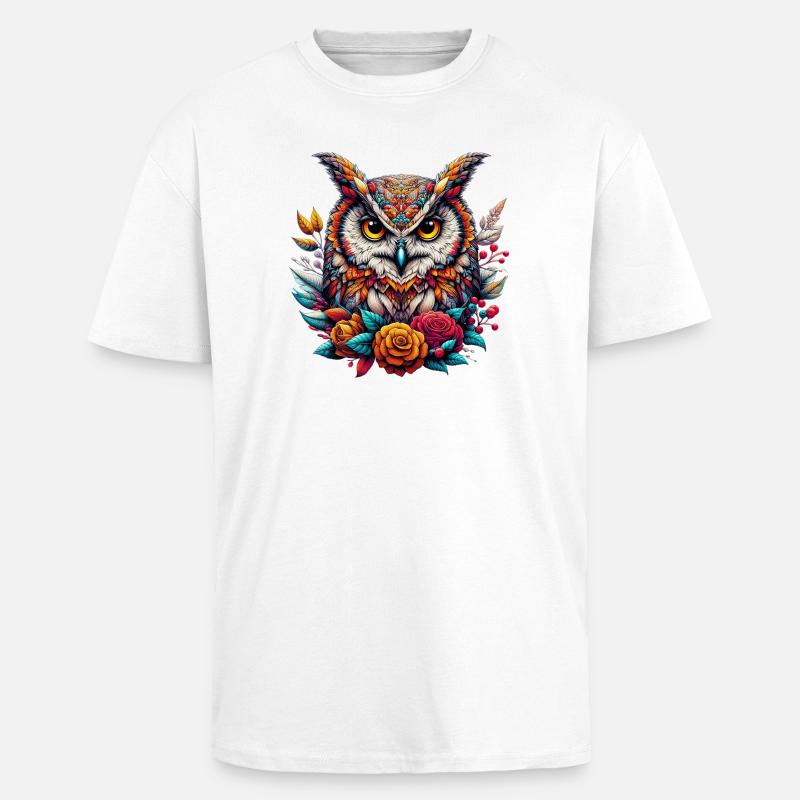 Eule - Oversized Heavyweight Unisex T-Shirt - Weiß