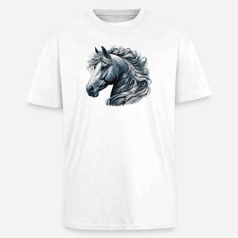 Pferd - Oversized Heavyweight Unisex T-Shirt - Weiß