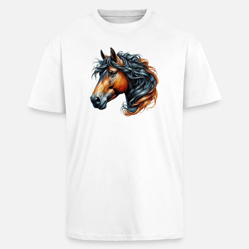 Pferd - Oversized Heavyweight Unisex T-Shirt - Weiß
