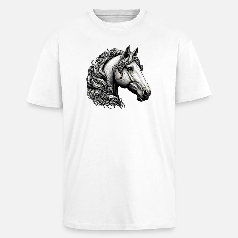 Pferd - Oversized Heavyweight Unisex T-Shirt - Weiß