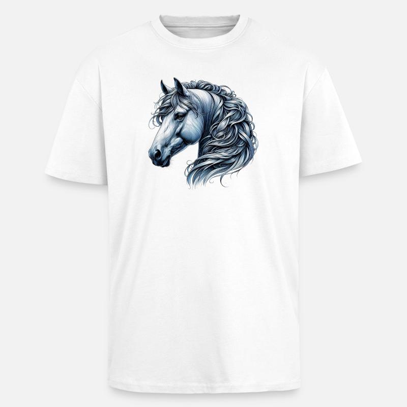 Cheval - T-shirt unisexe oversize épais - blanc