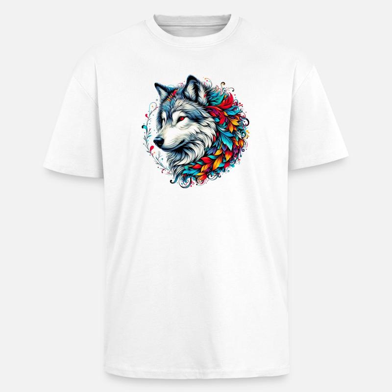 Wolf - Oversized Heavyweight Unisex T-Shirt - Weiß