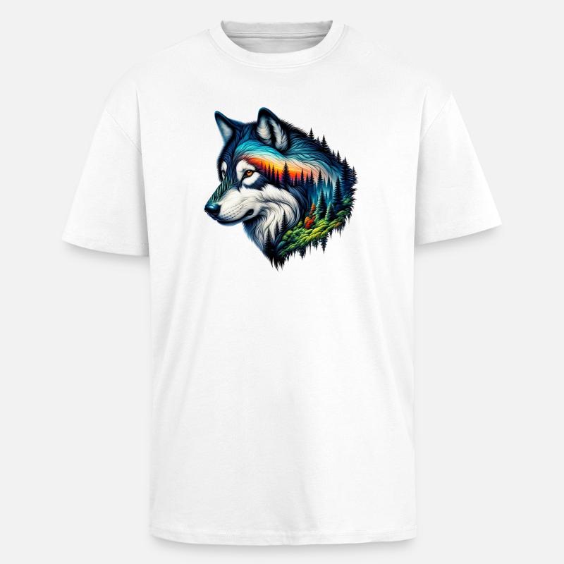 Loup - T-shirt unisexe oversize épais - blanc