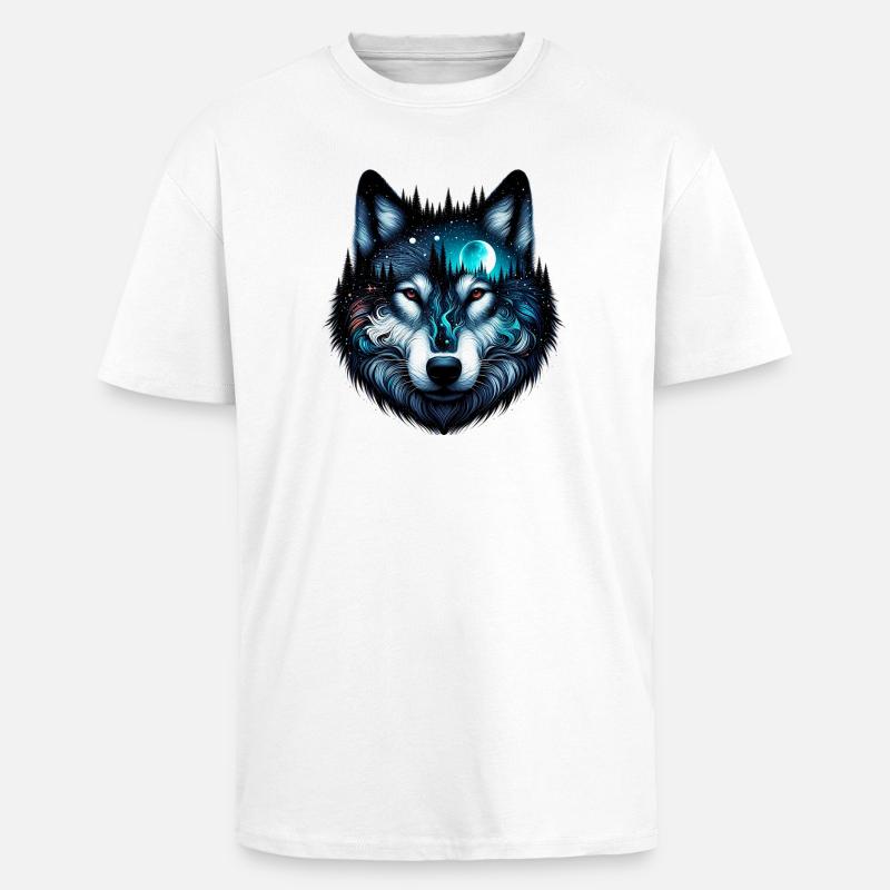Wolf - Oversized Heavyweight Unisex T-Shirt - Weiß