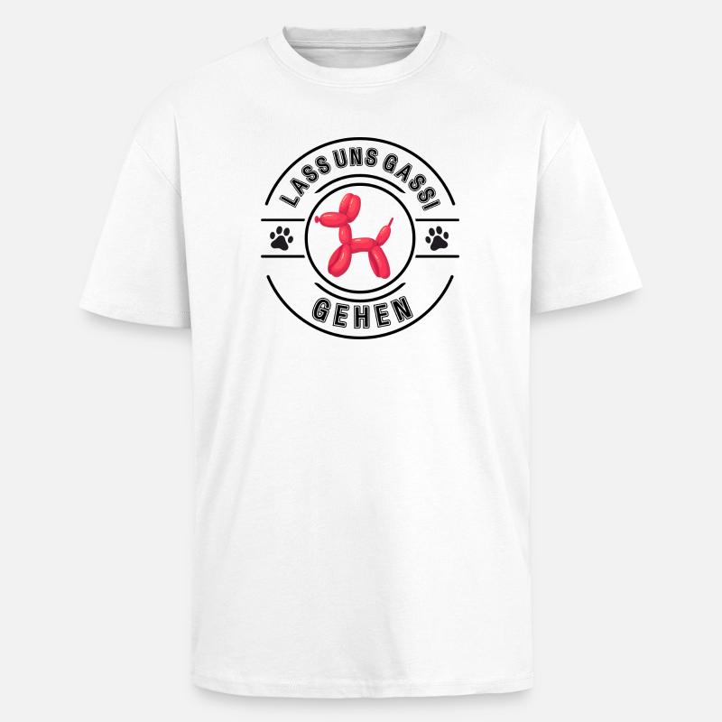 Komm wir gehen Gassi - Oversized Heavyweight Unisex T-Shirt - Weiß