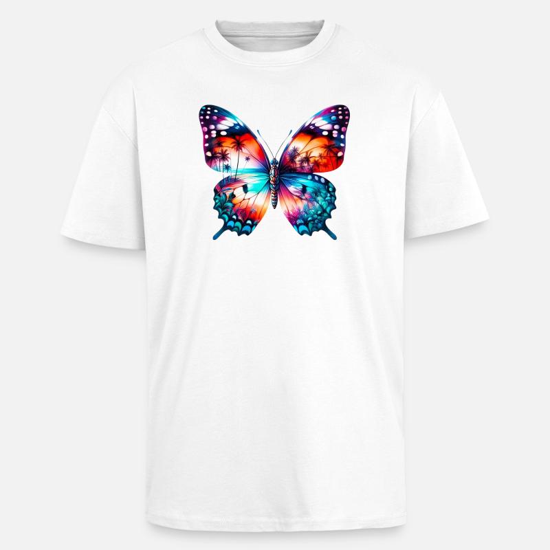 Papillon - T-shirt unisexe oversize épais - blanc