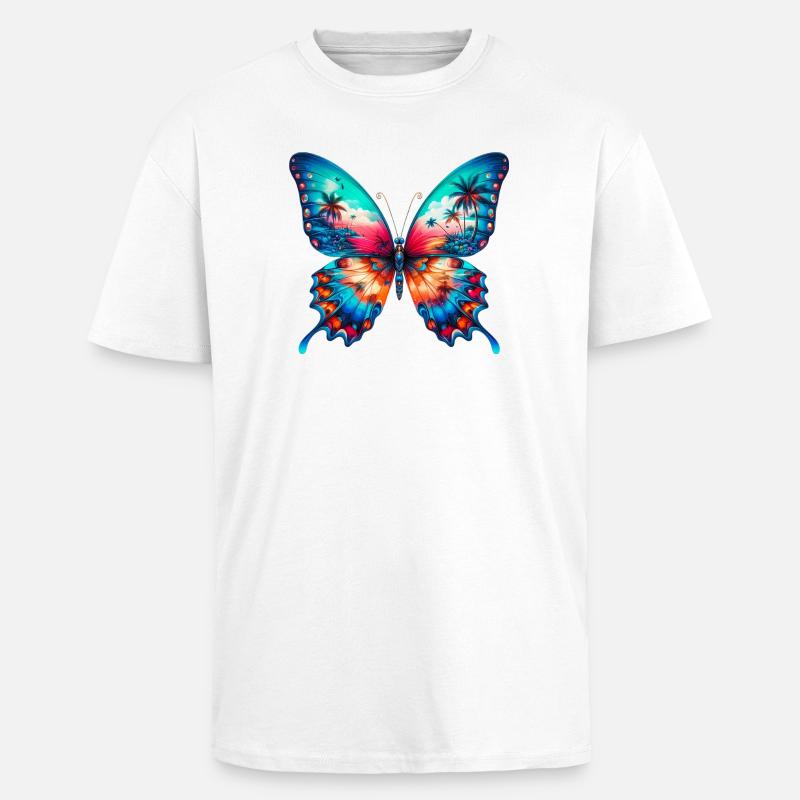 Papillon - T-shirt unisexe oversize épais - blanc