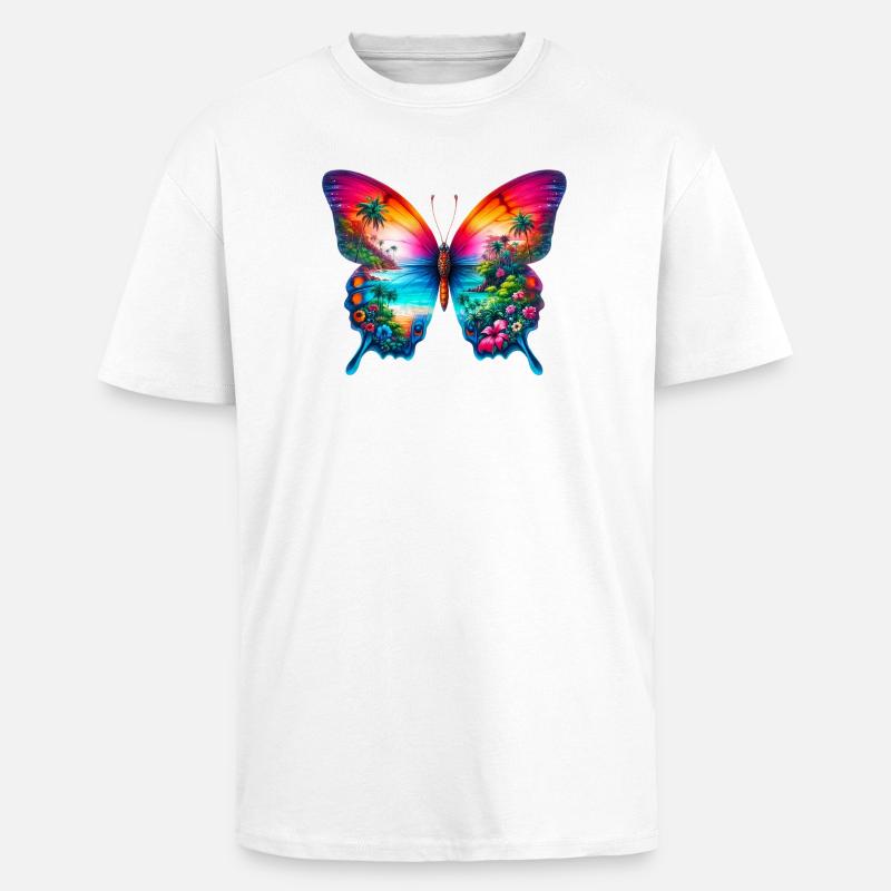 Schmetterling - Oversized Heavyweight Unisex T-Shirt - Weiß