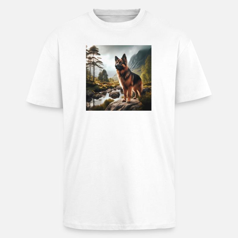 Deutscher Schäferhund Kunst - Oversized Heavyweight Unisex T-Shirt - Weiß