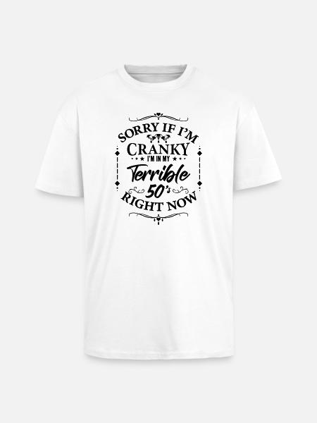Terrible 50s - humor about menopause - Unisex Oversized Heavyweight T-shirt - white