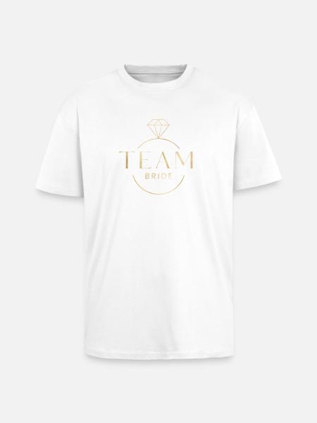 Team Bride Diamant-Ring personalisierbar - Oversized Heavyweight Unisex T-Shirt - Weiß