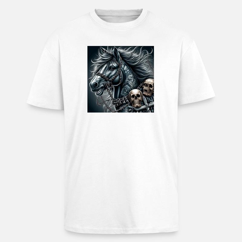 Schweres Pferd - Oversized Heavyweight Unisex T-Shirt - Weiß