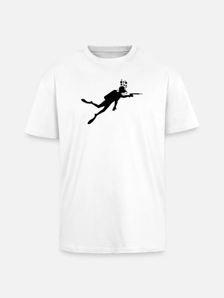 Diver with speargun - Unisex Oversized Heavyweight T-shirt - white