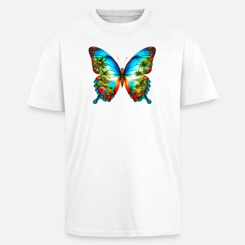 Papillon - T-shirt unisexe oversize épais - blanc