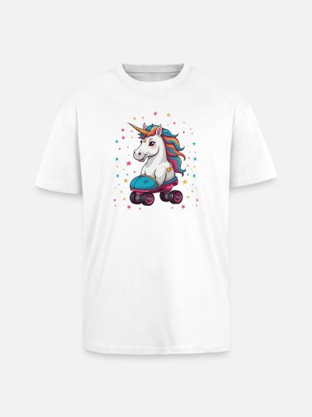 Lustige Rollschuh Einhorn - Oversized Heavyweight Unisex T-Shirt - Weiß