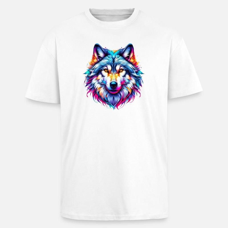 Loup - T-shirt unisexe oversize épais - blanc