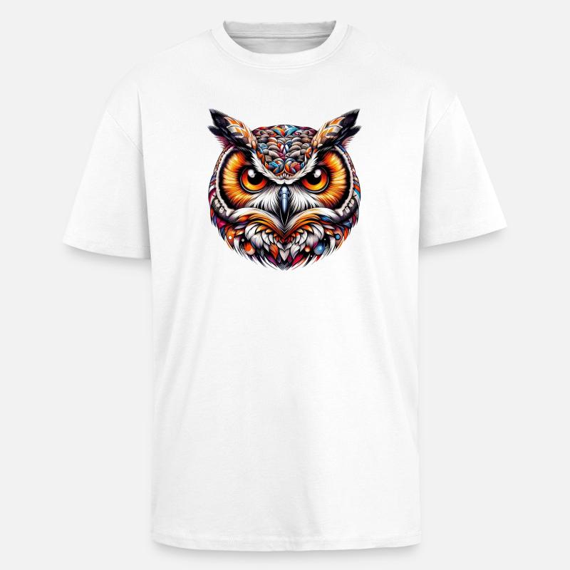 Eule - Oversized Heavyweight Unisex T-Shirt - Weiß