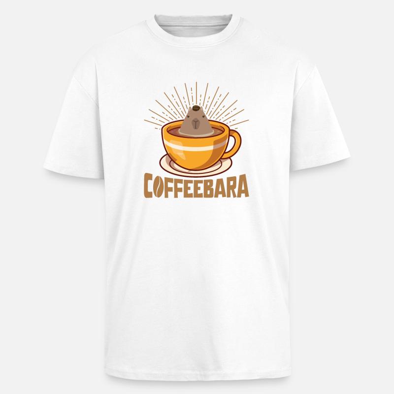 Capybara Coffeebara süsses Wasserschwein - Oversized Heavyweight Unisex T-Shirt - Weiß