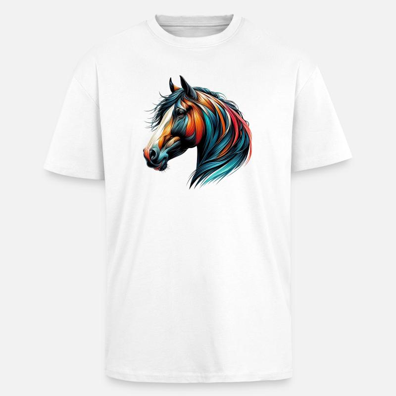 Pferd - Oversized Heavyweight Unisex T-Shirt - Weiß