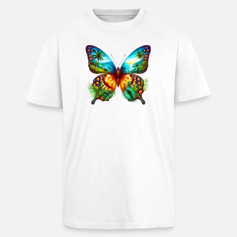 Papillon - T-shirt unisexe oversize épais - blanc