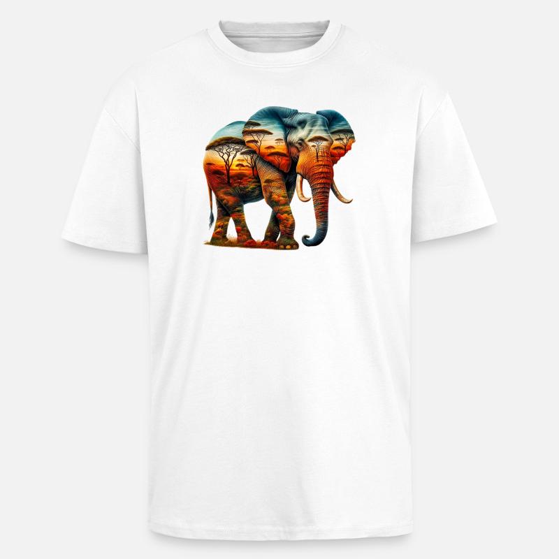 Elephant - Unisex Oversized Heavyweight T-shirt - white