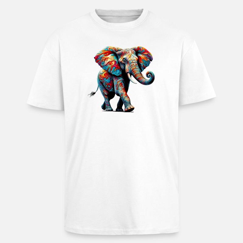 Elephant - Unisex Oversized Heavyweight T-shirt - white