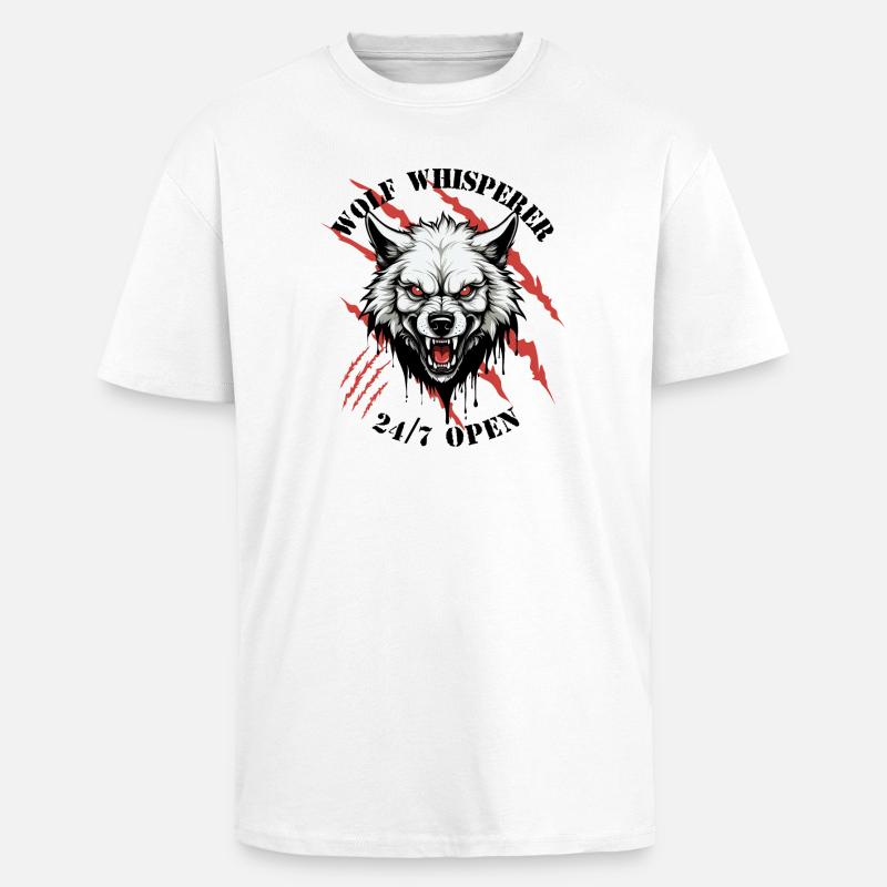 Wolf Flüsterer - Oversized Heavyweight Unisex T-Shirt - Weiß