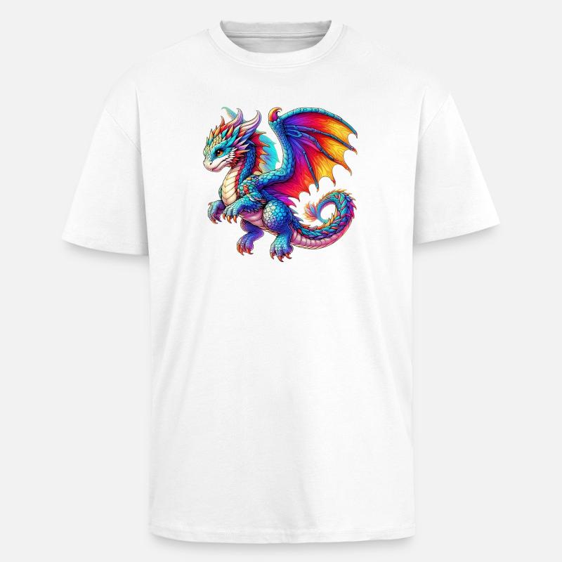 Drache - Oversized Heavyweight Unisex T-Shirt - Weiß