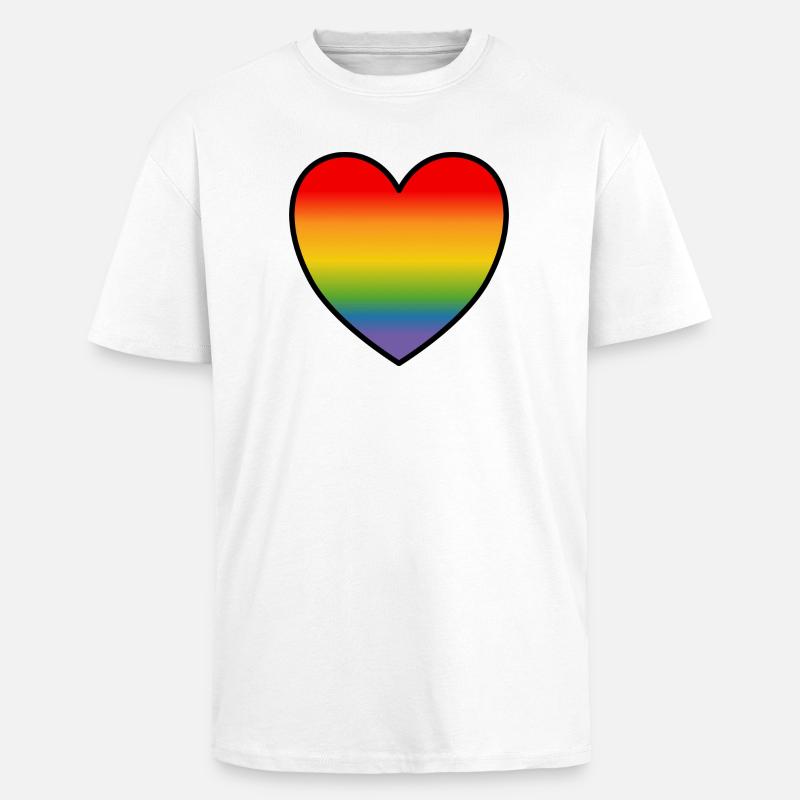 LGBT Shirt Regenbogenherz - Oversized Heavyweight Unisex T-Shirt - Weiß