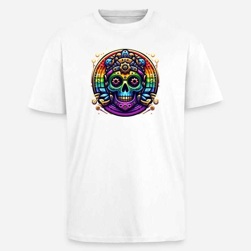 Metallic Rainbow Skull 2 - Oversized Heavyweight Unisex T-Shirt - Weiß