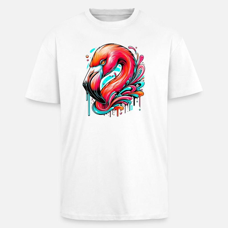 Flamant - T-shirt unisexe oversize épais - blanc