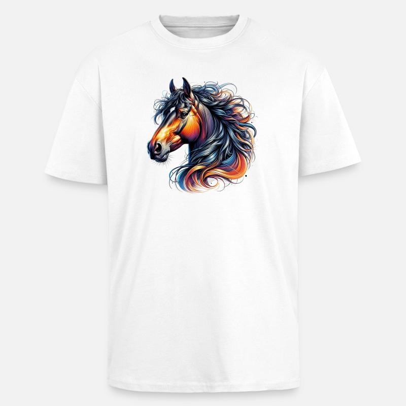 Pferd - Oversized Heavyweight Unisex T-Shirt - Weiß