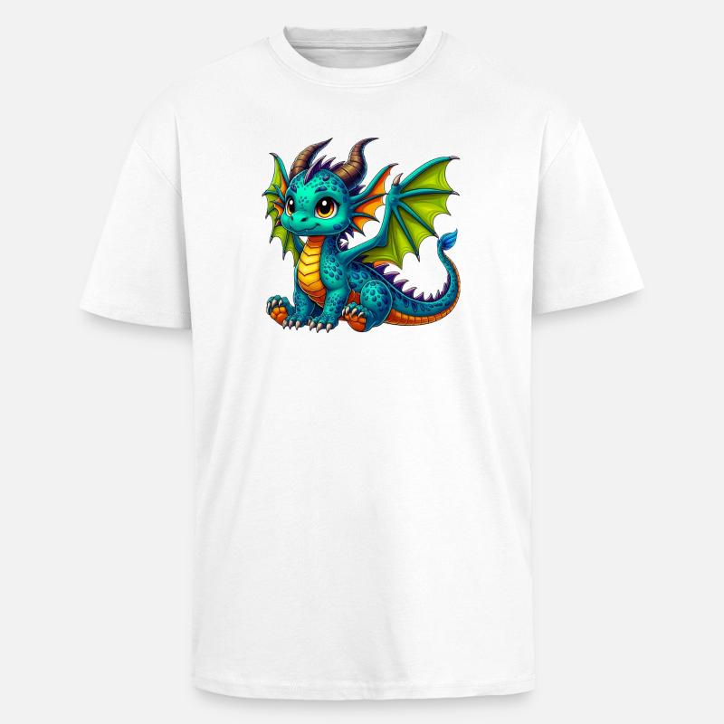 Drache - Oversized Heavyweight Unisex T-Shirt - Weiß