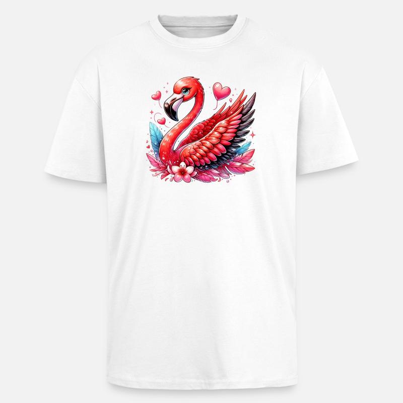 Flamant - T-shirt unisexe oversize épais - blanc