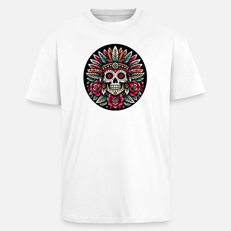 Maya Skull 2 - Oversized Heavyweight Unisex T-Shirt - Weiß