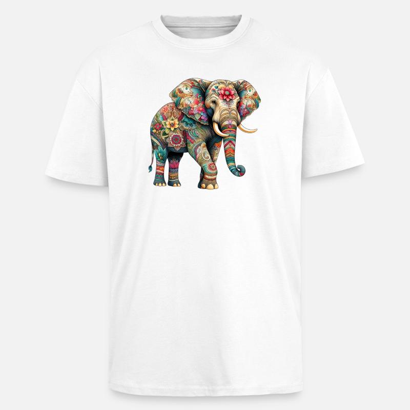 Elephant - Unisex Oversized Heavyweight T-shirt - white