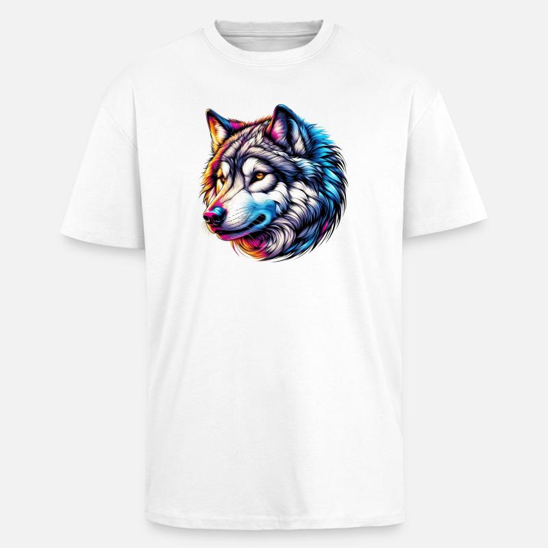 Wolf - Oversized Heavyweight Unisex T-Shirt - Weiß