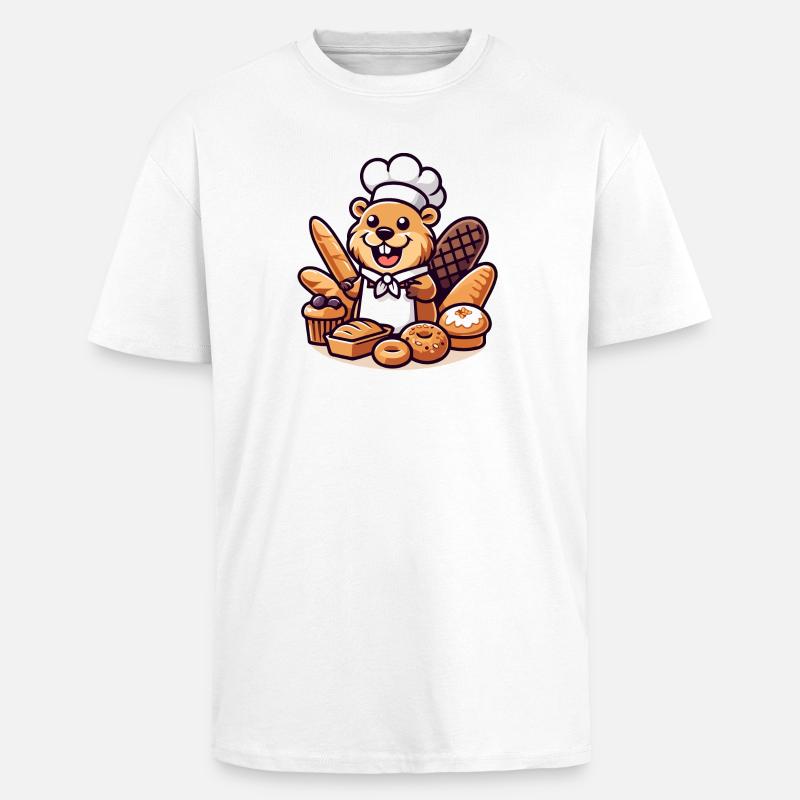 Baker Beaver: Der Konditorei-Profi - Oversized Heavyweight Unisex T-Shirt - Weiß