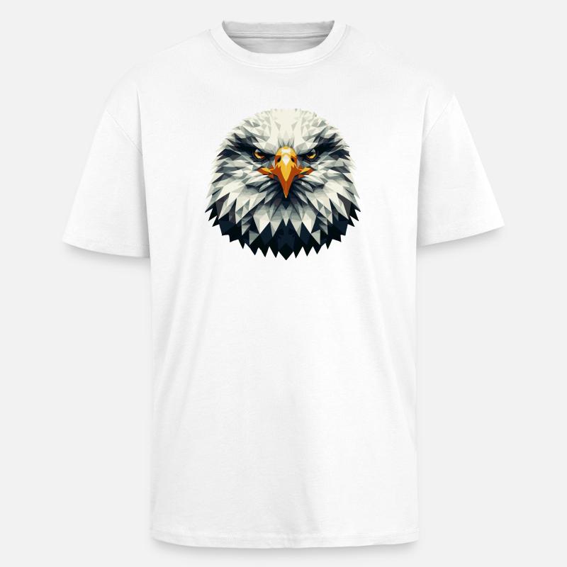 Geometric Eagle Head – Polygonal - Unisex Oversized Heavyweight T-shirt - white