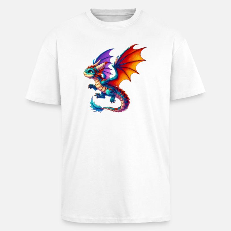Drache - Oversized Heavyweight Unisex T-Shirt - Weiß