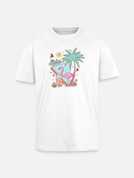 Aloha Été - T-shirt unisexe oversize épais - blanc