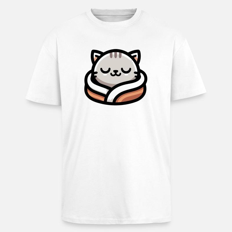 Schlummerpfoten: Der verträumte Tabby - Oversized Heavyweight Unisex T-Shirt - Weiß