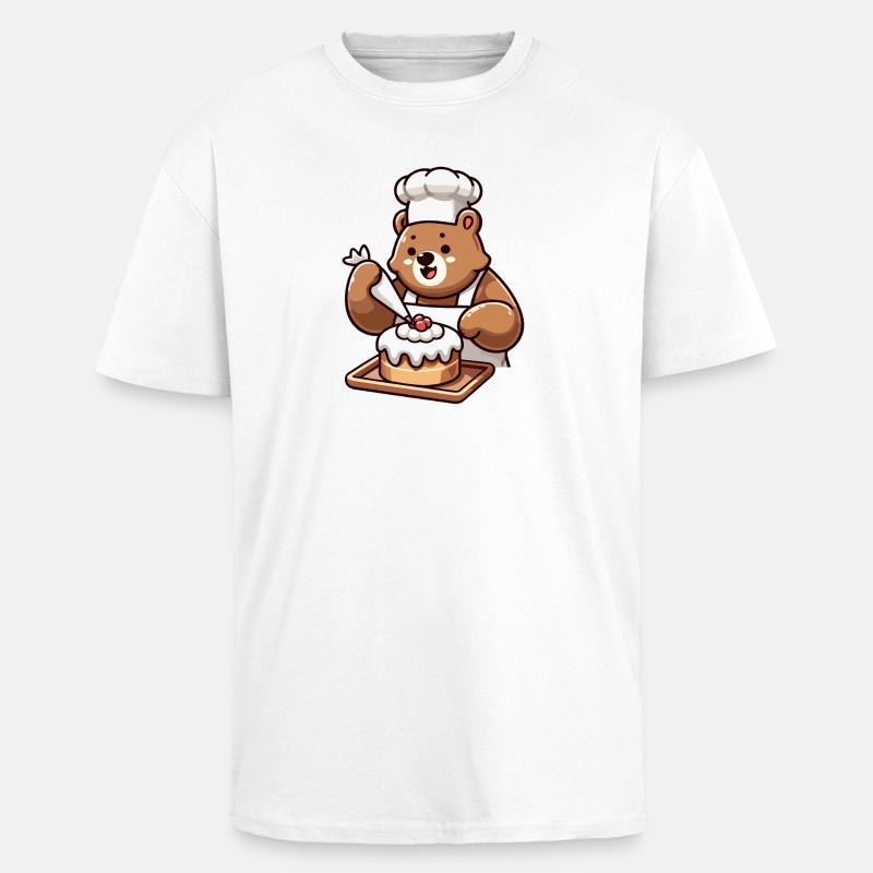 Baker Bear: Der Kuchenbeschwörer - Oversized Heavyweight Unisex T-Shirt - Weiß