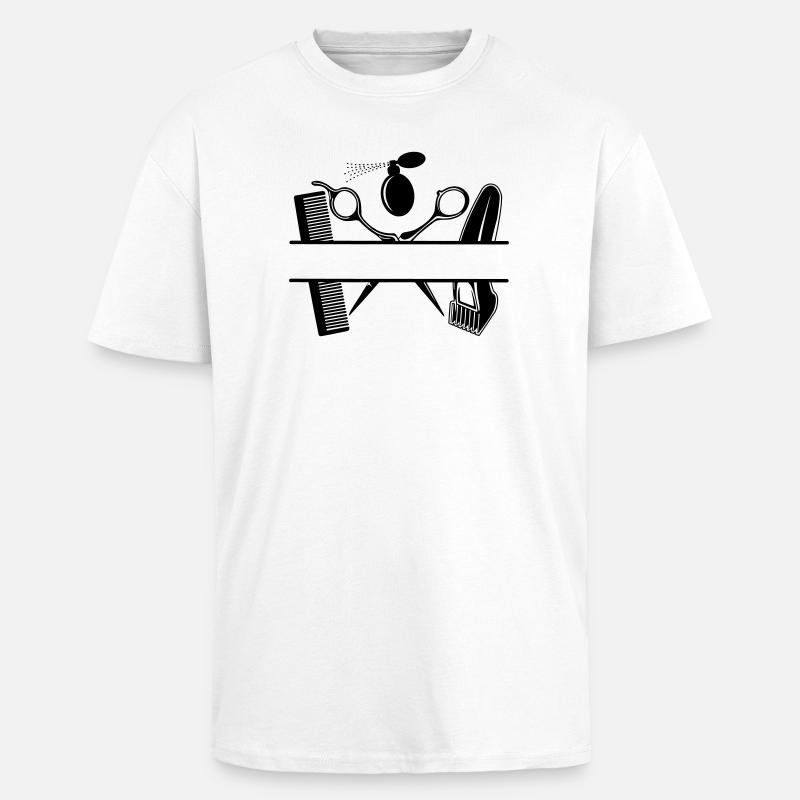 Coiffeurs attributs texte bannière - T-shirt unisexe oversize épais - blanc