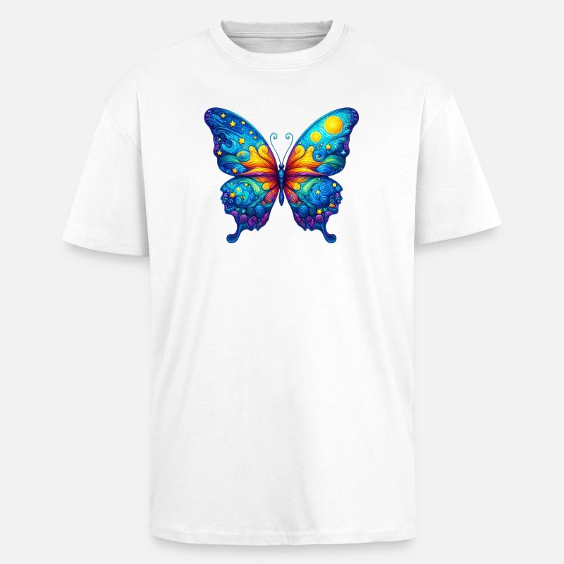 Van Gogh Schmetterling - Oversized Heavyweight Unisex T-Shirt - Weiß