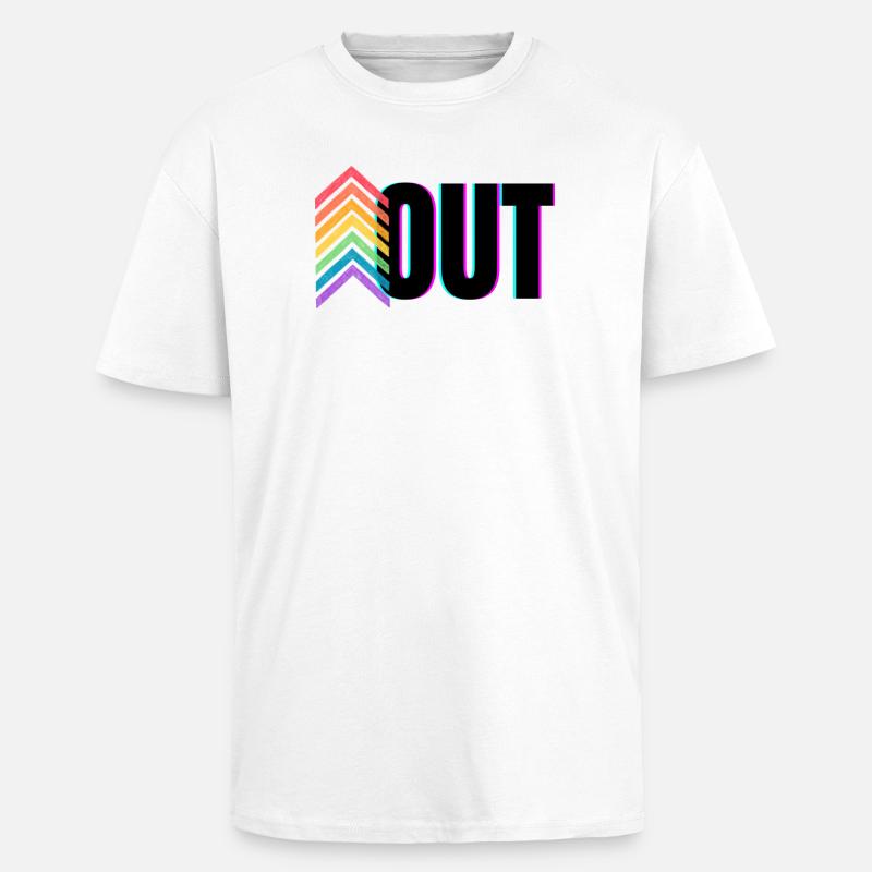 Pride Rainbow Logo Out - Oversized Heavyweight Unisex T-Shirt - Weiß