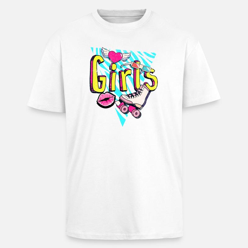 Mädchen Retro Roller Pop Art - Oversized Heavyweight Unisex T-Shirt - Weiß