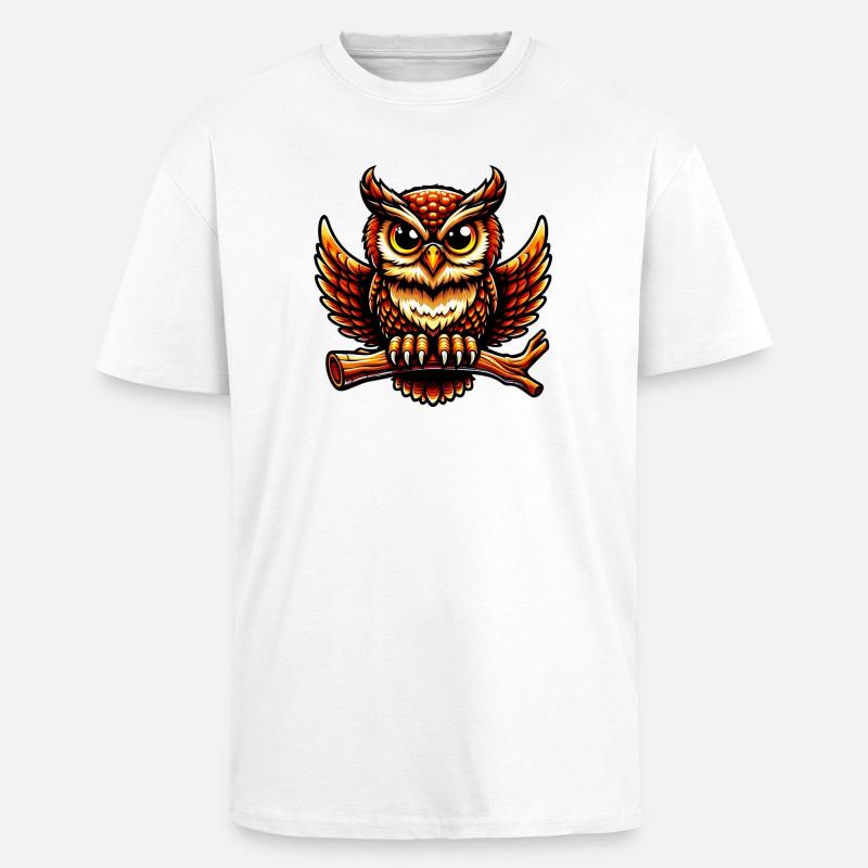 Eule - Oversized Heavyweight Unisex T-Shirt - Weiß